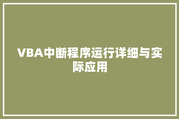 VBA中断程序运行详细与实际应用 智能助手