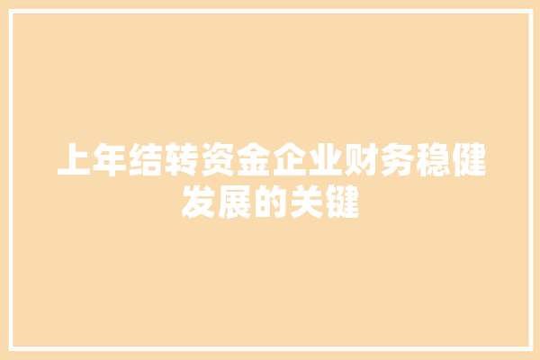 上年结转资金企业财务稳健发展的关键 AI简讯