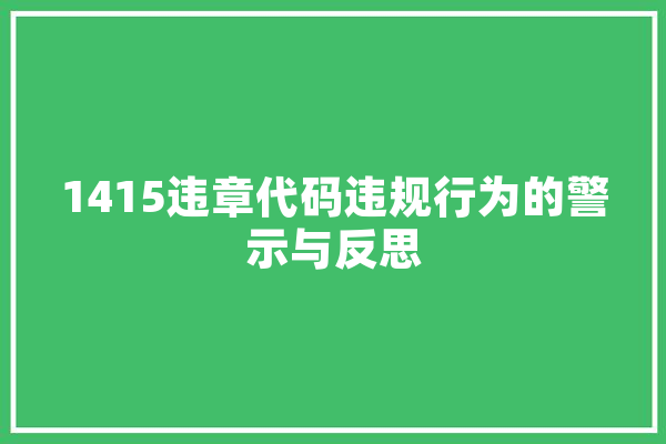 1415违章代码违规行为的警示与反思