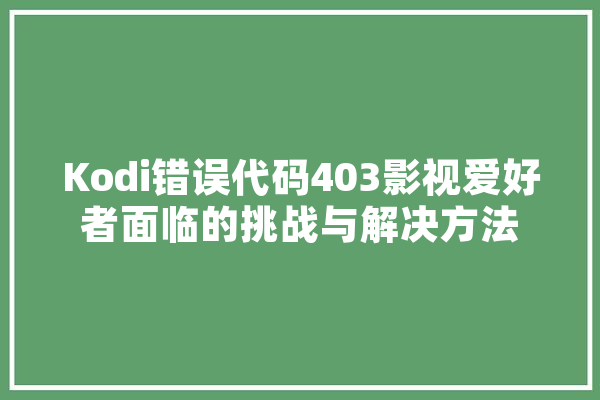 Kodi错误代码403影视爱好者面临的挑战与解决方法
