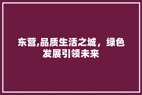 东营,品质生活之城，绿色发展引领未来