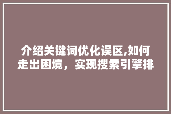 介绍关键词优化误区,如何走出困境，实现搜索引擎排名提升