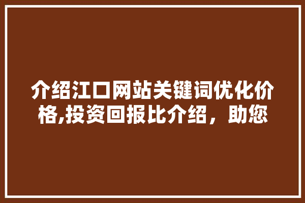 介绍江口网站关键词优化价格,投资回报比介绍，助您精准提升网站流量