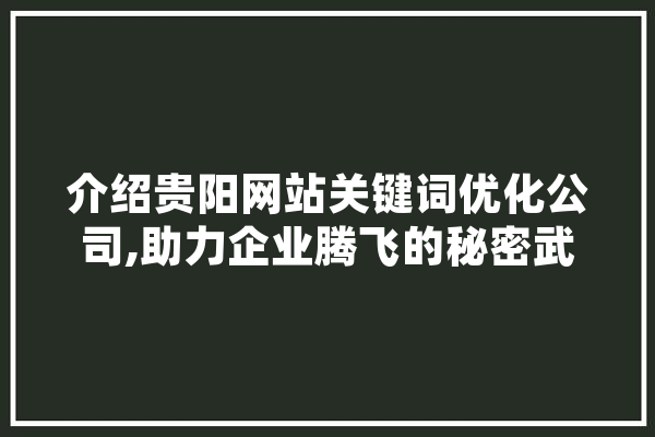 介绍贵阳网站关键词优化公司,助力企业腾飞的秘密武器