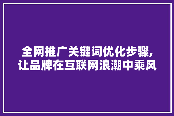 全网推广关键词优化步骤,让品牌在互联网浪潮中乘风破浪