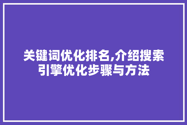 关键词优化排名,介绍搜索引擎优化步骤与方法