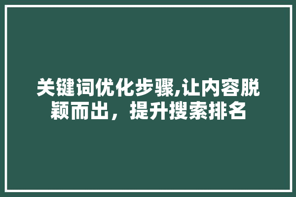 关键词优化步骤,让内容脱颖而出，提升搜索排名