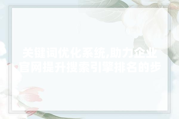关键词优化系统,助力企业官网提升搜索引擎排名的步骤分析