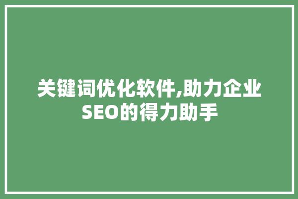 关键词优化软件,助力企业SEO的得力助手
