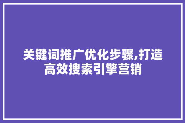 关键词推广优化步骤,打造高效搜索引擎营销 AI简讯