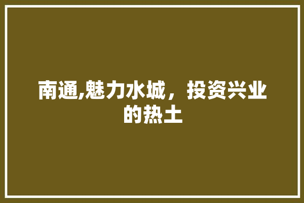 南通,魅力水城，投资兴业的热土