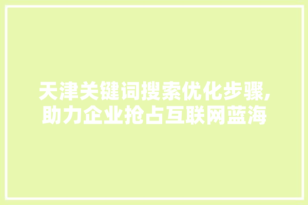天津关键词搜索优化步骤,助力企业抢占互联网蓝海