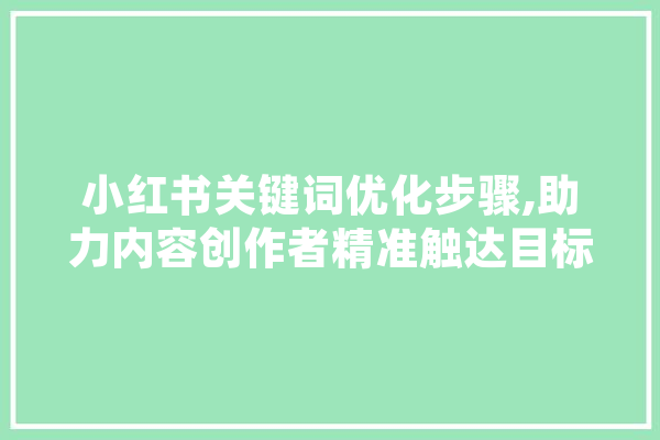 小红书关键词优化步骤,助力内容创作者精准触达目标用户