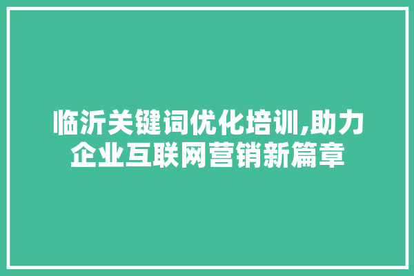 临沂关键词优化培训,助力企业互联网营销新篇章