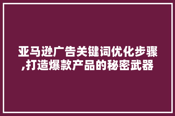 亚马逊广告关键词优化步骤,打造爆款产品的秘密武器