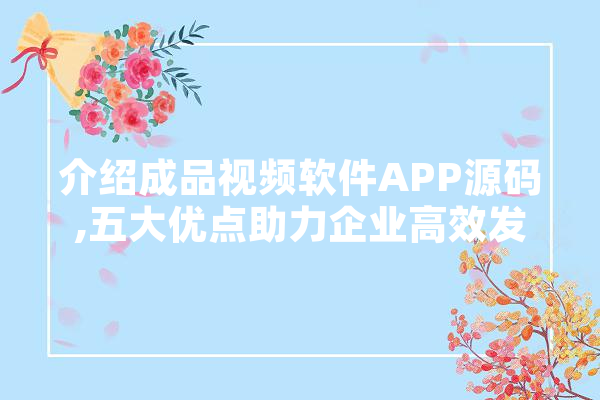 介绍成品视频软件APP源码,五大优点助力企业高效发展