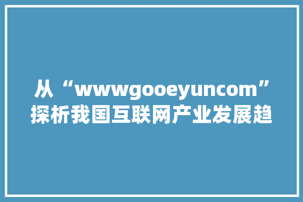 从“wwwgooeyuncom”探析我国互联网产业发展趋势