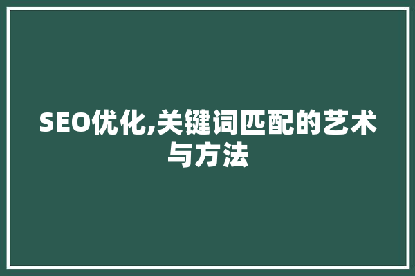 SEO优化,关键词匹配的艺术与方法