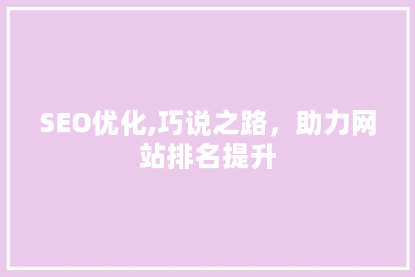SEO优化,巧说之路，助力网站排名提升