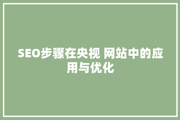 SEO步骤在央视 网站中的应用与优化