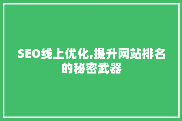 SEO线上优化,提升网站排名的秘密武器