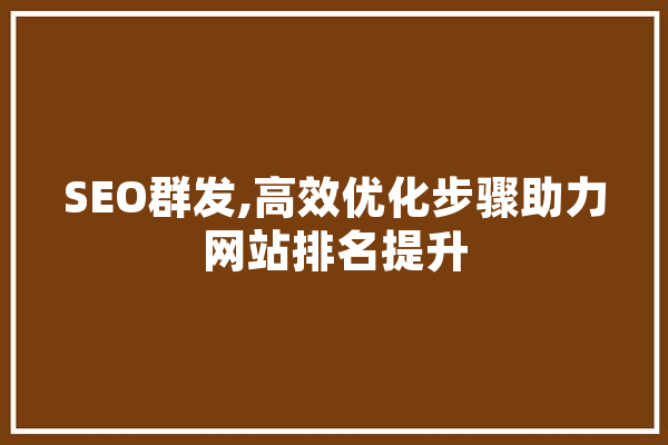SEO群发,高效优化步骤助力网站排名提升