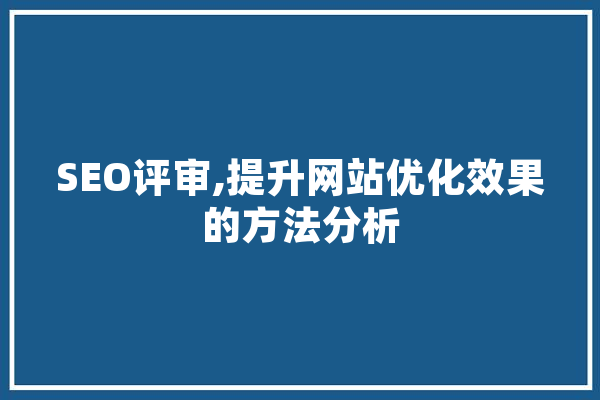 SEO评审,提升网站优化效果的方法分析 绘影字幕