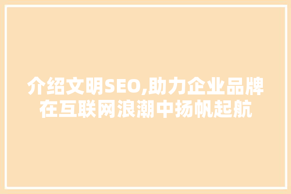 介绍文明SEO,助力企业品牌在互联网浪潮中扬帆起航