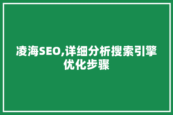 凌海SEO,详细分析搜索引擎优化步骤 科技快讯