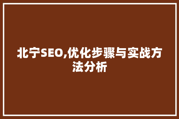 北宁SEO,优化步骤与实战方法分析
