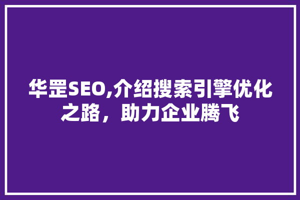 华罡SEO,介绍搜索引擎优化之路，助力企业腾飞