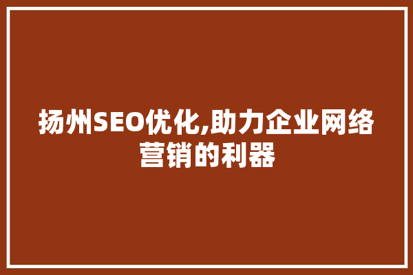 扬州SEO优化,助力企业网络营销的利器 文字写作