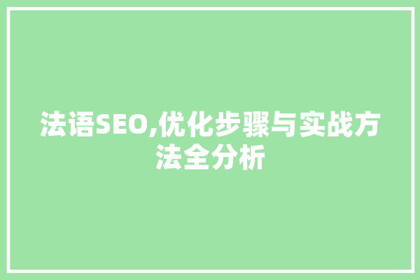 法语SEO,优化步骤与实战方法全分析