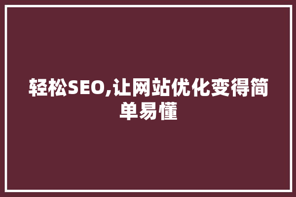 轻松SEO,让网站优化变得简单易懂 AI简讯
