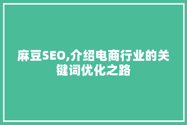 麻豆SEO,介绍电商行业的关键词优化之路