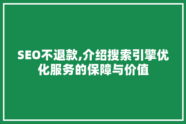 SEO不退款,介绍搜索引擎优化服务的保障与价值