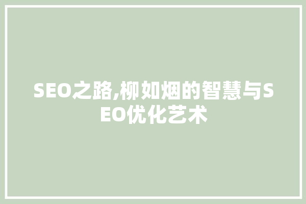 SEO之路,柳如烟的智慧与SEO优化艺术 科技快讯