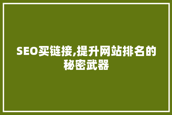SEO买链接,提升网站排名的秘密武器 AI快讯