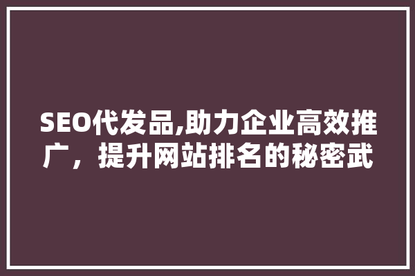 SEO代发品,助力企业高效推广，提升网站排名的秘密武器