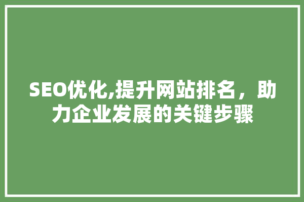 SEO优化,提升网站排名，助力企业发展的关键步骤