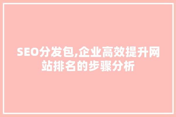 SEO分发包,企业高效提升网站排名的步骤分析 文字写作