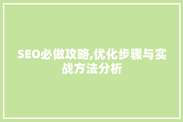 SEO必做攻略,优化步骤与实战方法分析