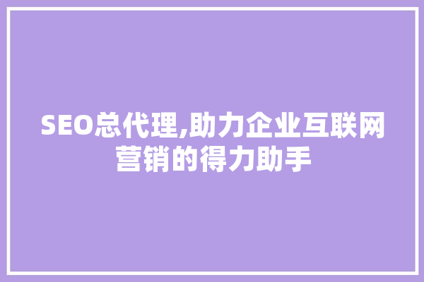 SEO总代理,助力企业互联网营销的得力助手