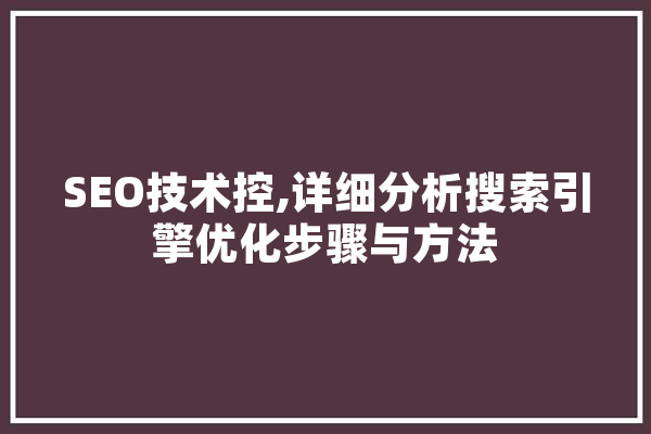 SEO技术控,详细分析搜索引擎优化步骤与方法 智能问答