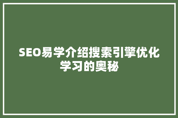 SEO易学介绍搜索引擎优化学习的奥秘