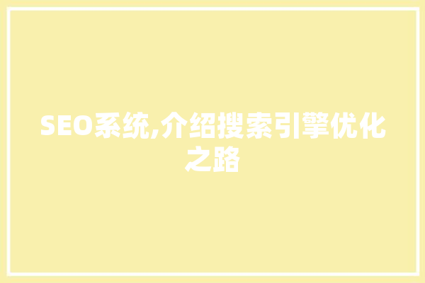 SEO系统,介绍搜索引擎优化之路 计算机