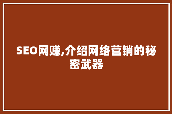 SEO网赚,介绍网络营销的秘密武器