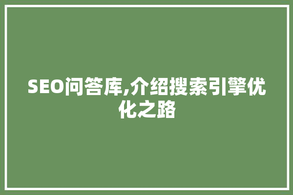 SEO问答库,介绍搜索引擎优化之路