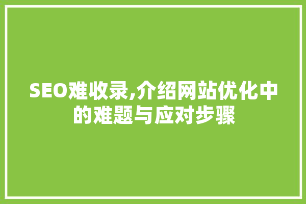 SEO难收录,介绍网站优化中的难题与应对步骤