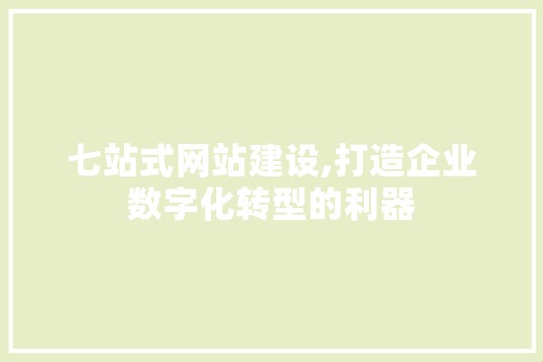 七站式网站建设,打造企业数字化转型的利器